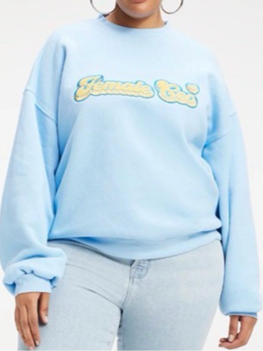 Good American Light Blue Oversized Crew Sweatshirt‎
